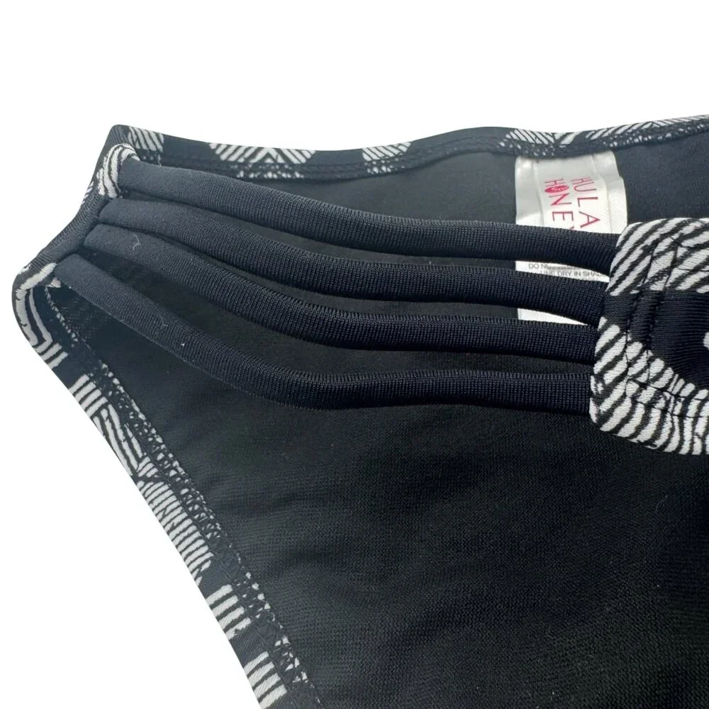 Hula Honey Womens Size L Bikini Bottom Black White Print New With Tags - Picture 6 of 7